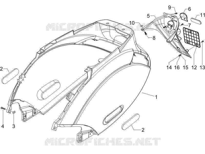 Couvercle arrière - Pare-boue PIAGGIO PIAGGIO-SCOOTER 50 ZIP 2015  Zip 4T 25 Km-h