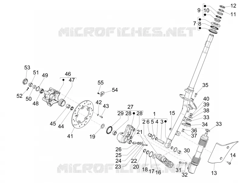 Fourche/tube direction - Ensemble butée dir. PIAGGIO PIAGGIO-SCOOTER 50 ZIP 2011  Zip SP Euro 2