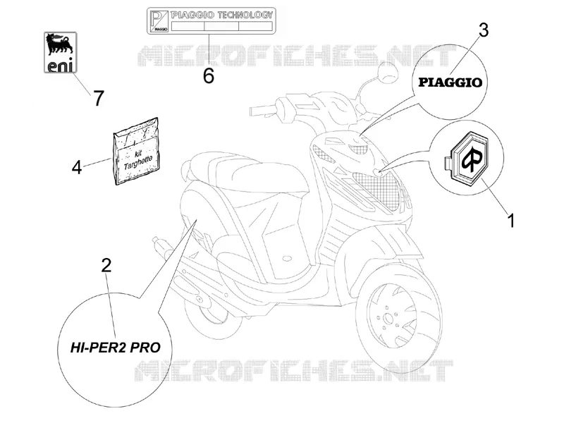 Monogrammes - Decorations PIAGGIO PIAGGIO-SCOOTER 50 ZIP 2010  Zip SP Euro 2