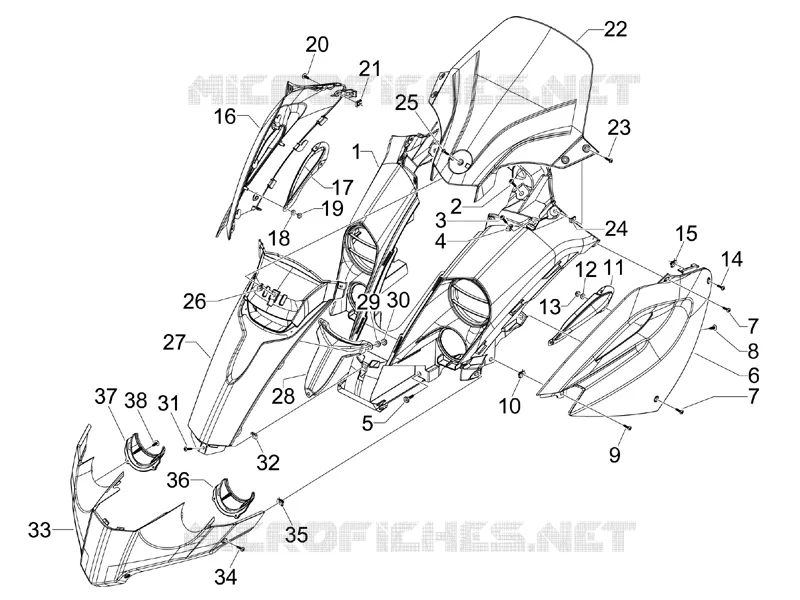 Tablier avant GILERA GILERA-SCOOTER 500 FUOCO 2013  Fuoco 4T-4V ie E3 LT