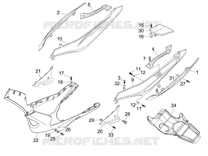Couvertures laterales - Spoiler GILERA GILERA-SCOOTER 125 NEXUS 2008  Nexus E3