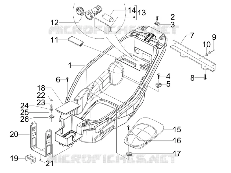 Logement casque - Dessous de selle GILERA GILERA-SCOOTER 125 NEXUS 2009  Nexus ie E3
