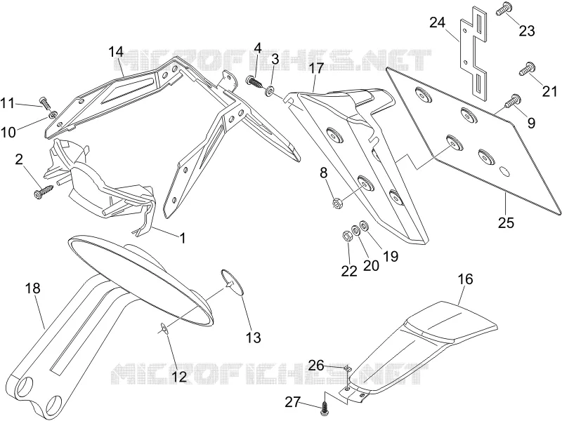 Couvercle arrière - Pare-boue GILERA GILERA-SCOOTER 250 NEXUS 2006  Nexus E3