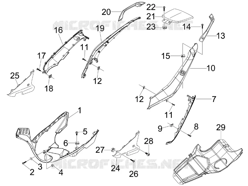 Couvertures laterales - Spoiler GILERA GILERA-SCOOTER 300 NEXUS 2009  Nexus ie E3