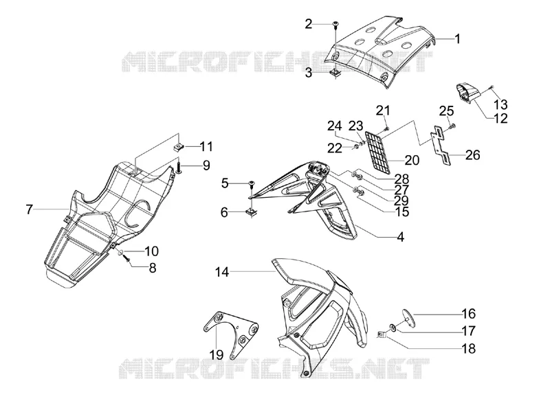Couvercle arrière - Pare-boue GILERA GILERA-SCOOTER 125 RUNNER 2015  Runner ST 4T E3