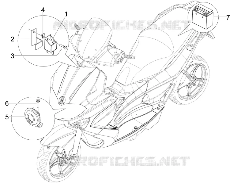 Relais - Batterie - Avertisseur sonore GILERA GILERA-SCOOTER 125 RUNNER 2013  Runner ST 4T E3