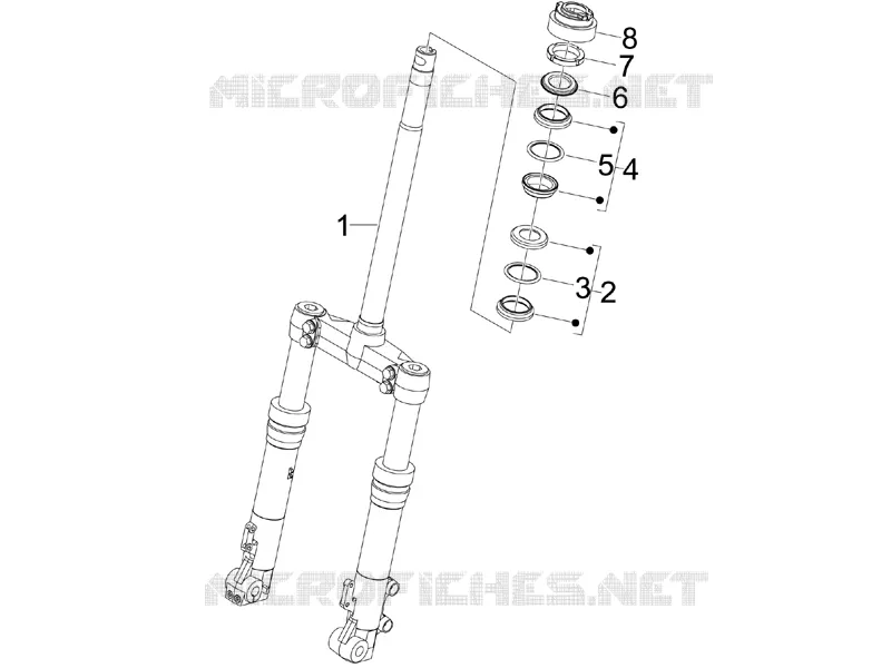 Fourche/tube direction - Ensemble butée dir. GILERA GILERA-SCOOTER 125 RUNNER 2006  Runner VX 4T E3