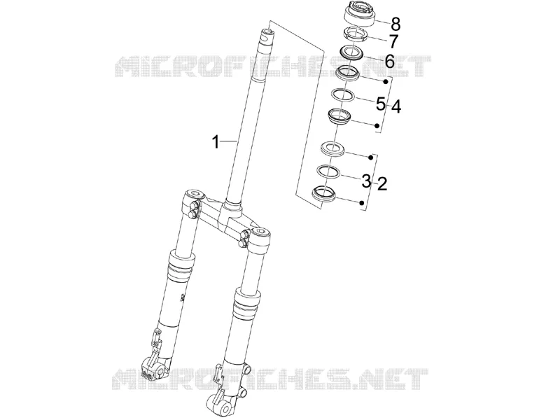 Fourche/tube direction - Ensemble butée dir. GILERA GILERA-SCOOTER 125 RUNNER 2007  Runner VX 4T E3 Serie Speciale