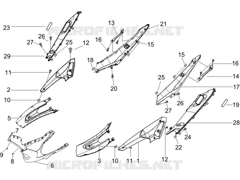 Couvertures laterales - Spoiler GILERA GILERA-SCOOTER 125 RUNNER 2006  Runner VX 4T -SC- E3