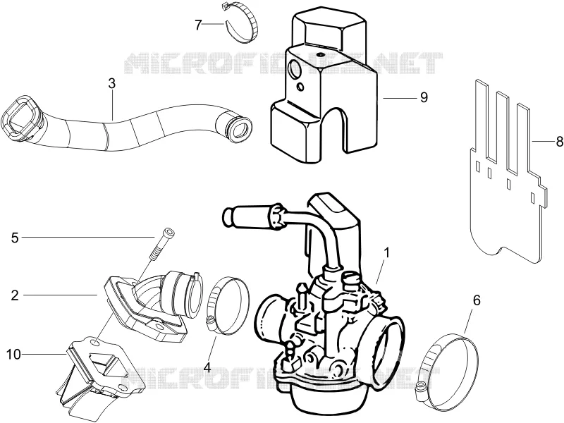 Carburateur complet - Raccord d'admission GILERA GILERA-SCOOTER 50 STALKER 2008  Stalker